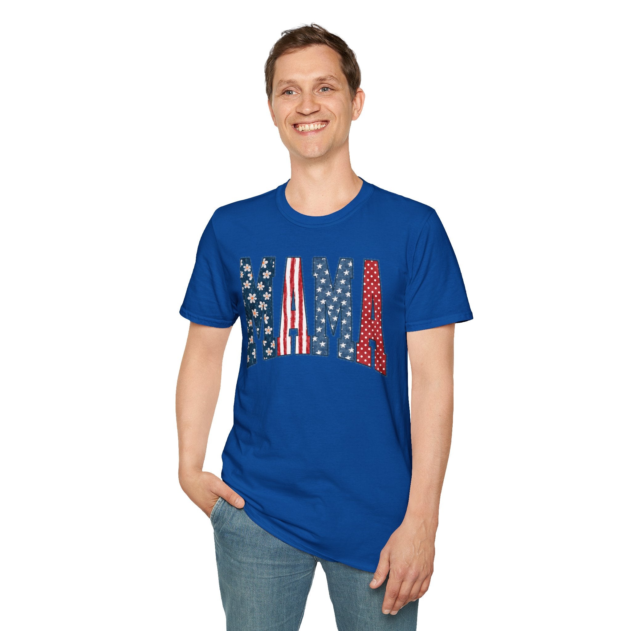 Mama T‑Shirt — Patriotic American Flag Floral Mama Tee for Mother's Day & 4th of July