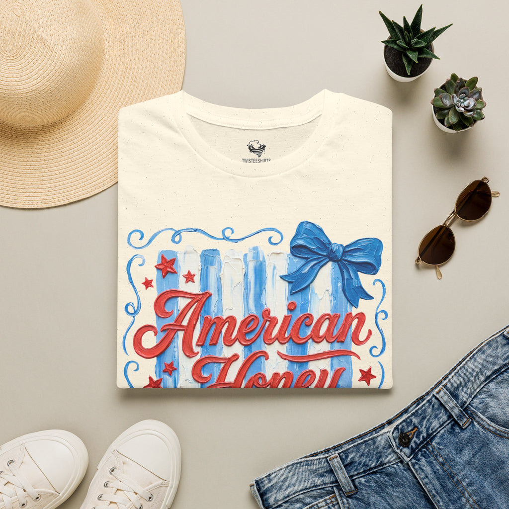 American Honey T-Shirt — Patriotic Red, White & Blue Graphic Tee