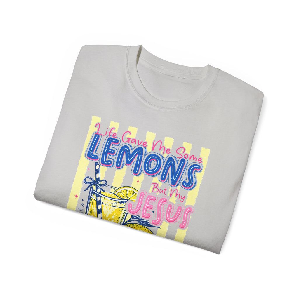 Lemons into Lemonade Christian Tee — "He Turned My Lemons Into Lemonade" Graphic T-Shirt