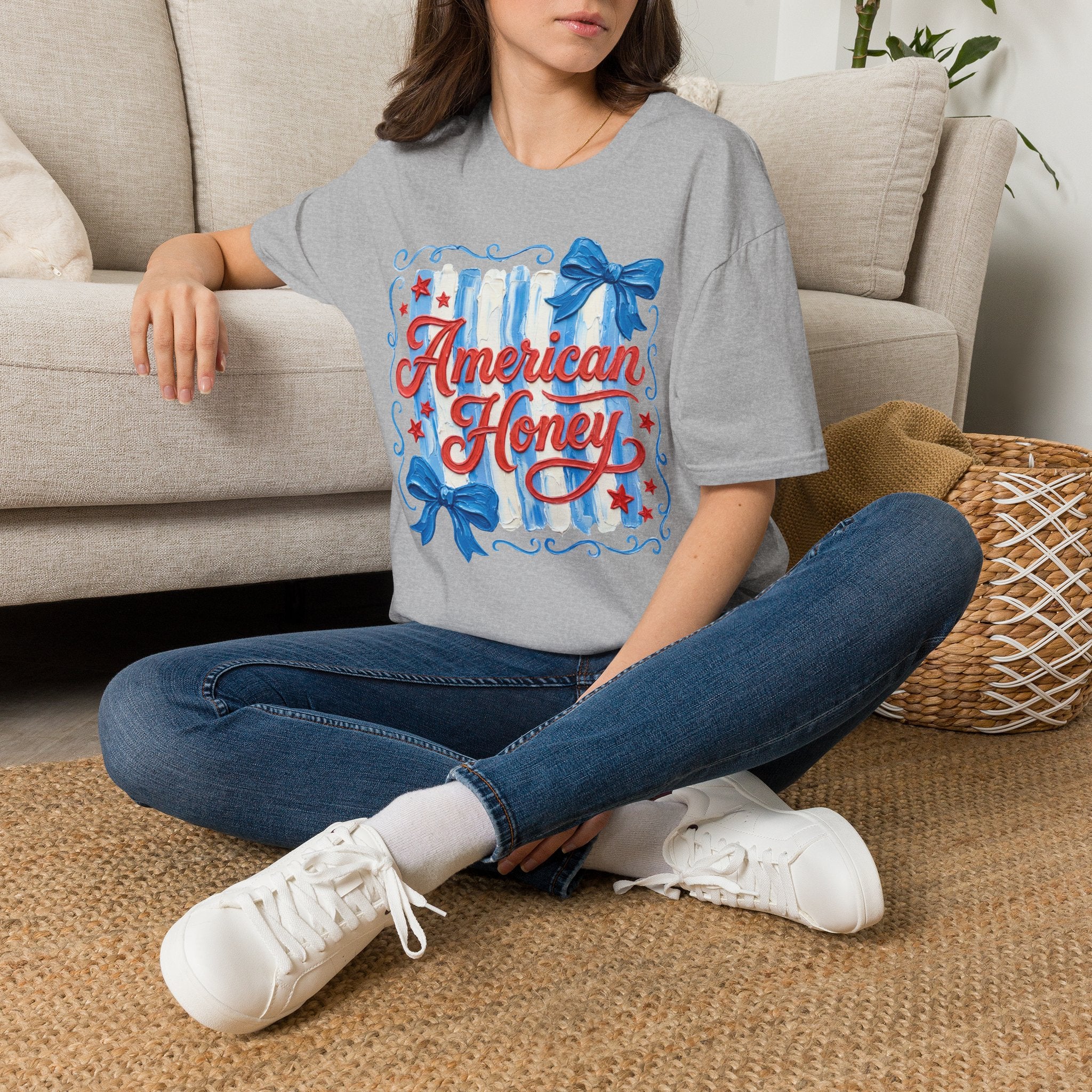 American Honey T-Shirt — Patriotic Red, White & Blue Graphic Tee
