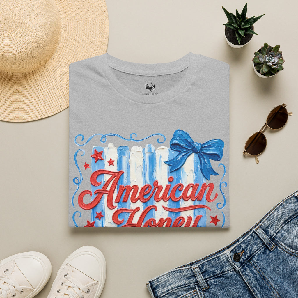 American Honey T-Shirt — Patriotic Red, White & Blue Graphic Tee