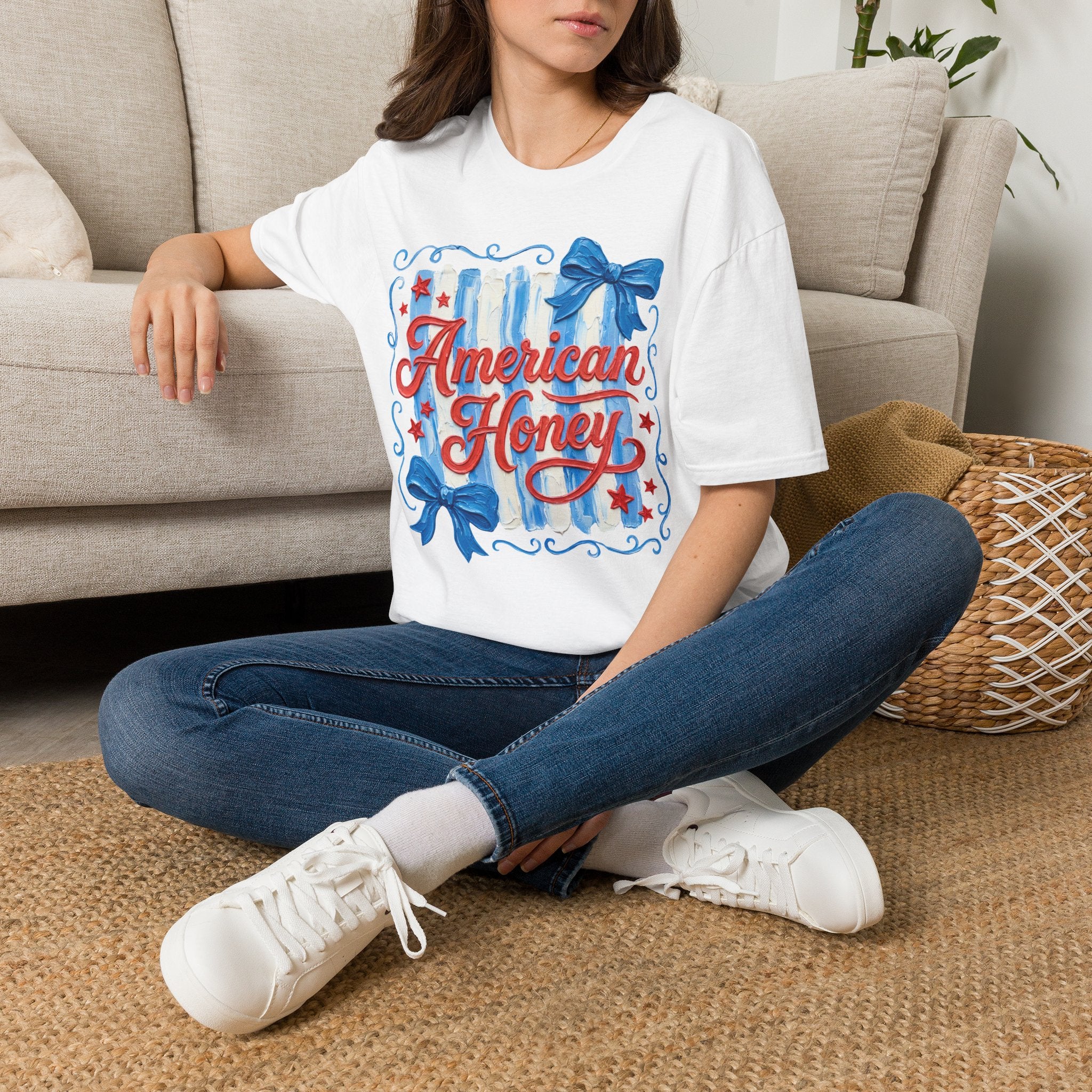 American Honey T-Shirt — Patriotic Red, White & Blue Graphic Tee