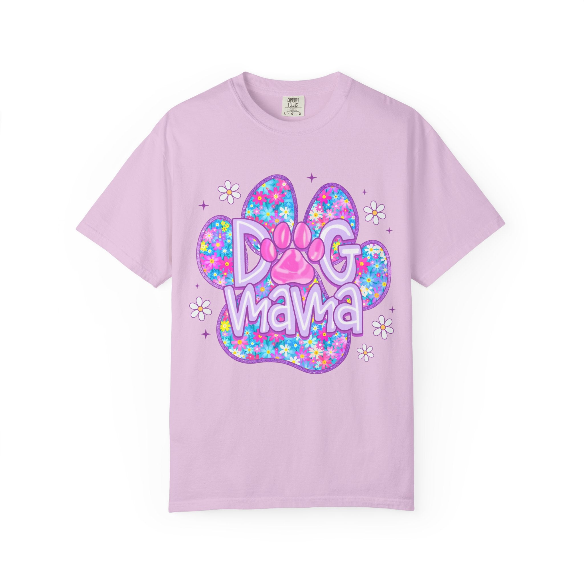Dog Mama Paw Print T-Shirt — Cute Sparkle Pet Lover Tee