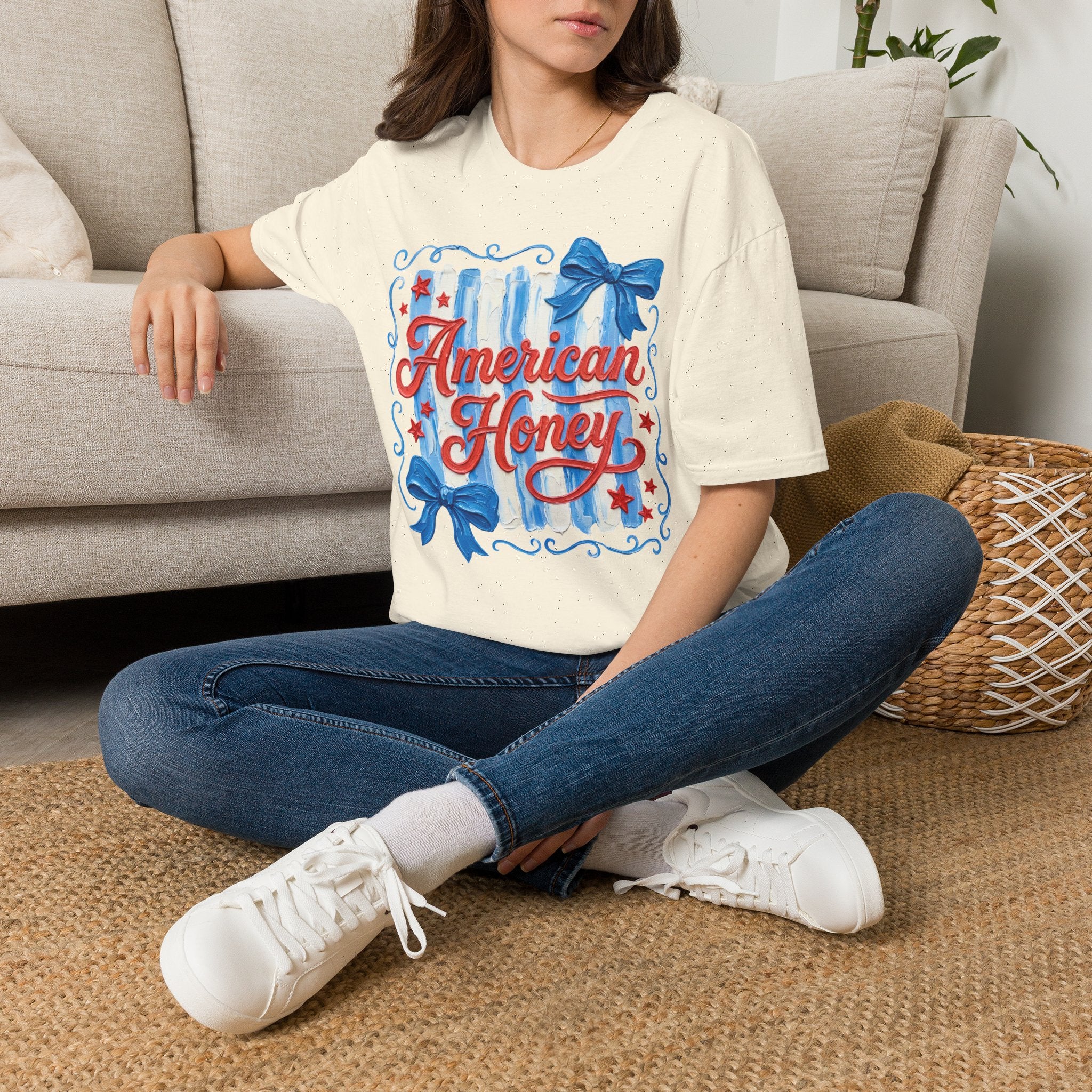 American Honey T-Shirt — Patriotic Red, White & Blue Graphic Tee